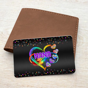 Personalized Infinity Love Family Heart Rainbow Grandma Metal Wallet Card