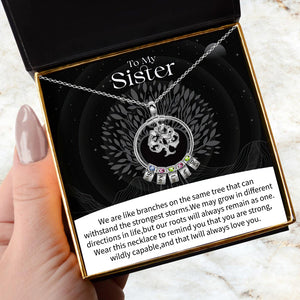 To My Sister-Tree of Life Heart Necklace With Custom Name&Birthstone Beads