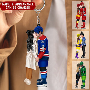 Personalized Acrylic Custom Shape Ornament-Couple Gift-Ice Hockey Couple Acrylic Keychain