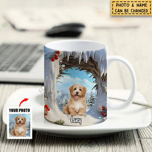 Custom Pet Photo Winter Snowy Christmas Personalized Mug Gift For Pet Lover