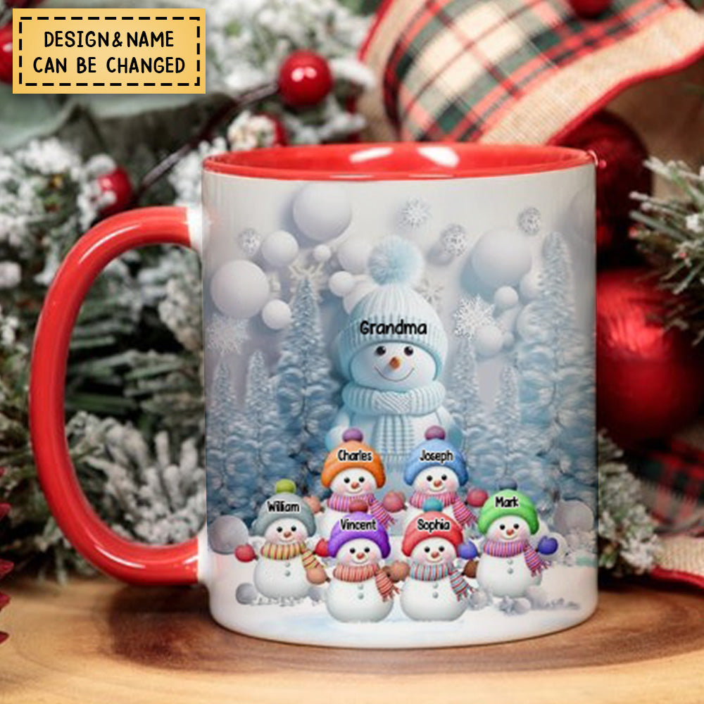 Christmas Blue Vibe Snowman Grandma Mom Colorful Kids Personalized Mug
