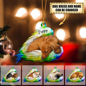 Personalized Colorful Sleeping Angel Dog Ornament