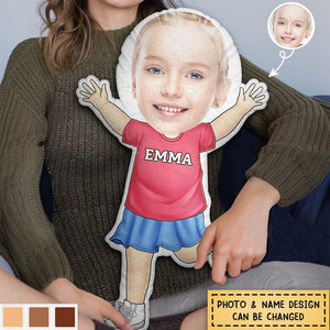 Custom Photo Funny Face Happy Kid - Gift For Grandkids, Siblings - Personalized Custom Shaped Pillow