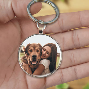 Personalized Dog Photo Keychain-Round Resin Epoxy Metal Keychain