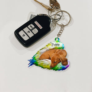 Personalized Dog Sleeping Angel Colorful Keychain