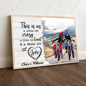 This Is Us A Little Bit Crazy Personalized Canvas Print, Sport Biker Couple Gift