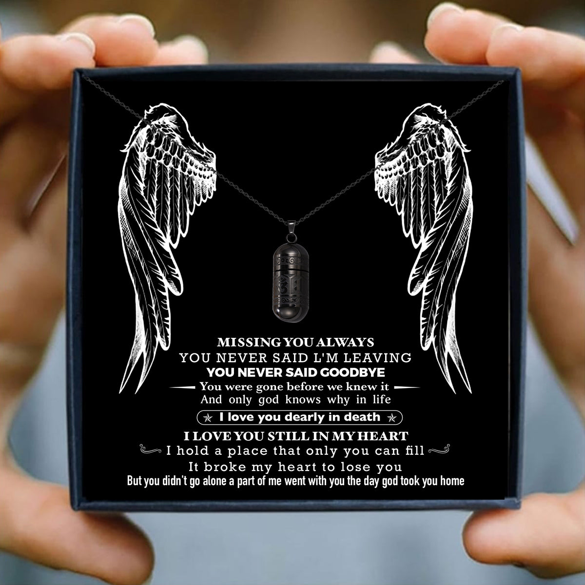 Sealed  Storage Locket With Urn Necklaces For Ashes With Custom Name & Date