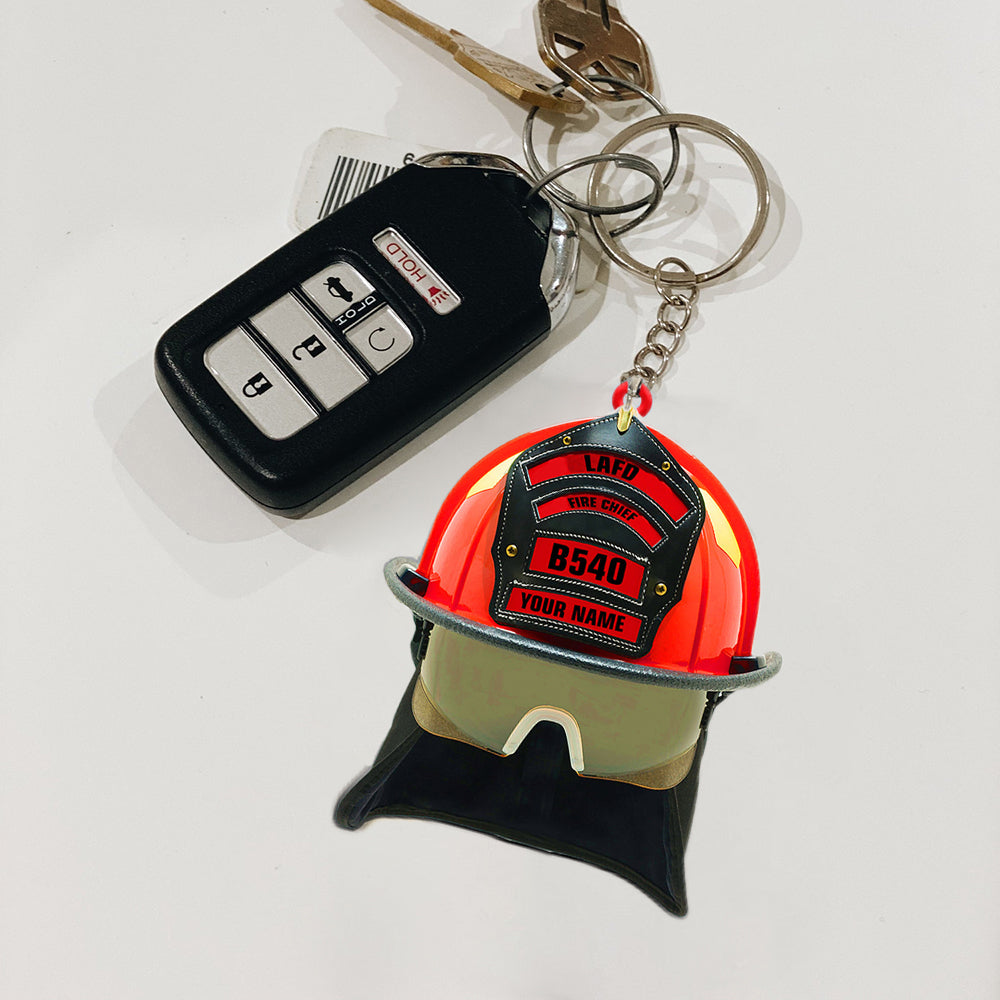Personalized Firefighter Helmet Keychain-Gift For Firefighter