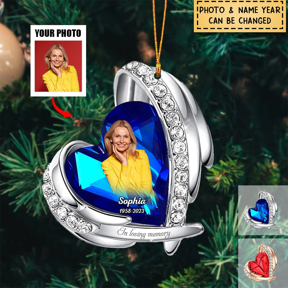 Personalized Heart Acrylic Ornament Upload Photo - In Loving Memory