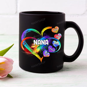 Personalized Grandma Mom Heart Rainbow Mug