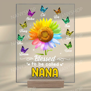 Personalized Blessed Butterfly Sunflower Mom Grandma Acrylic Plaque-Gift For Mom, Grandma