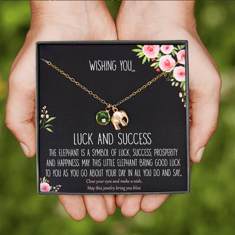 Custom Elephant & Birthstones Necklace