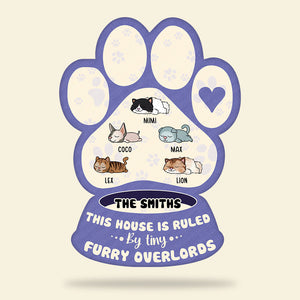 Personalized  Paw & Sleeping Pet Bowl Shape Doormat-This House Is Ruled By Tiny Furry Overlords