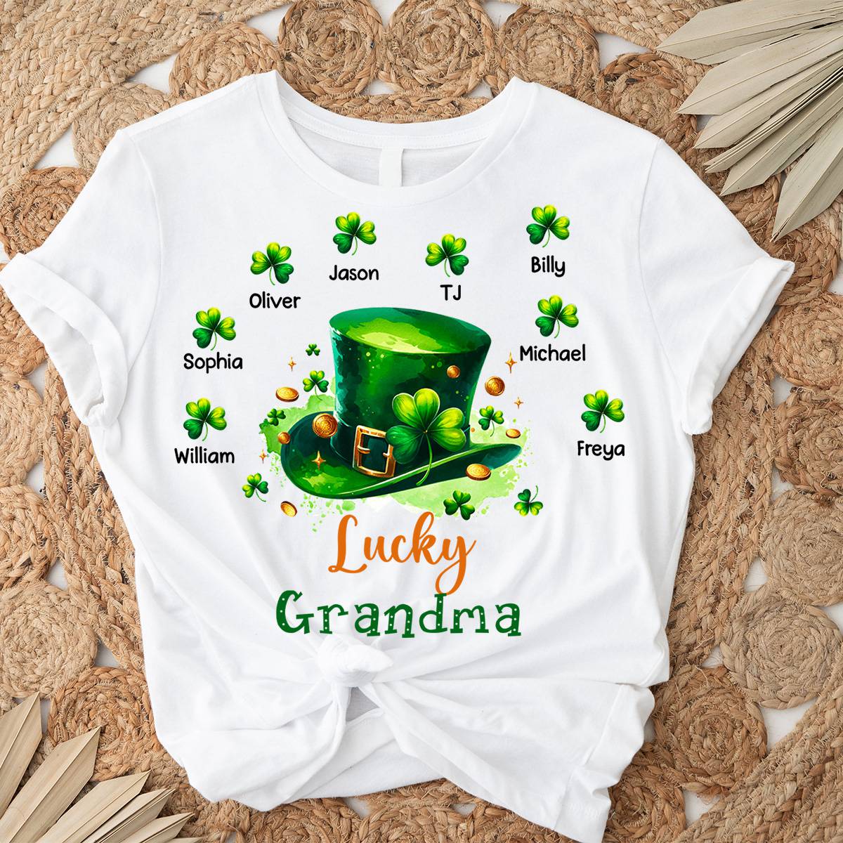 Personalized Lucky Grandma St Patricks Day Pure cotton T-shirt