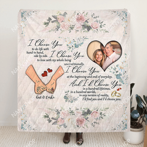 I Choose You Personalized Photo Blanket- Custom Blanket Gift For Couple