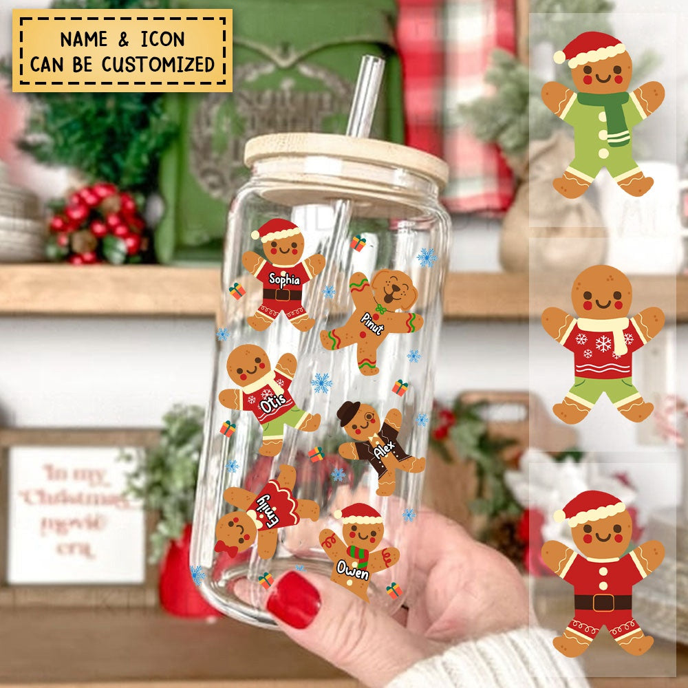 Christmas Gingerbread Cookie Custom Christmas Glass Bottle, Frosted Bottle - Gift For Family/Friends Christmas Gift