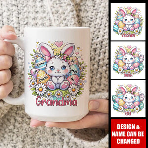 Personalized Cute Easter Bunny Grandma Mom Egg Kids Mug