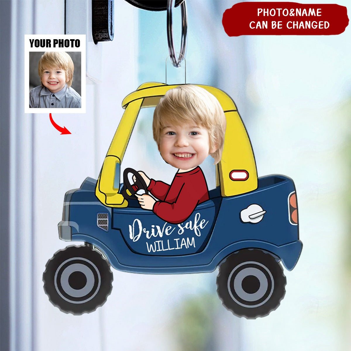Personalized Drive Safe Daddy Photo Acrylic Keychain