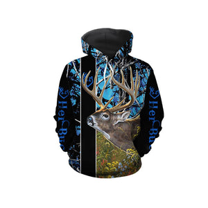 Personalized Her Buck His Doe All Over Print Valentine Gift Couple Matching 3D Hoodie