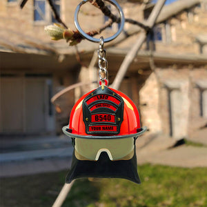Personalized Firefighter Helmet Keychain-Gift For Firefighter