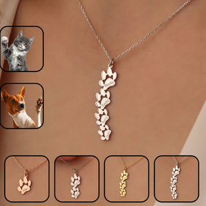 Paw Print Name Necklace Personalized Pet Paw Pendant For Pet Lovers