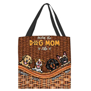 Living That Dog Mom Life - Gift For Dog Mom, Personalized Cloth Tote Bag