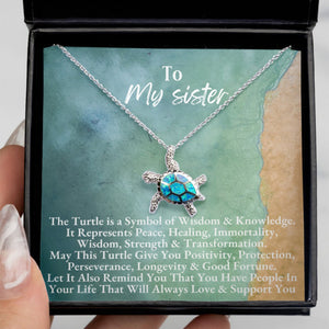 To My Sister-Opal Turtle Necklace