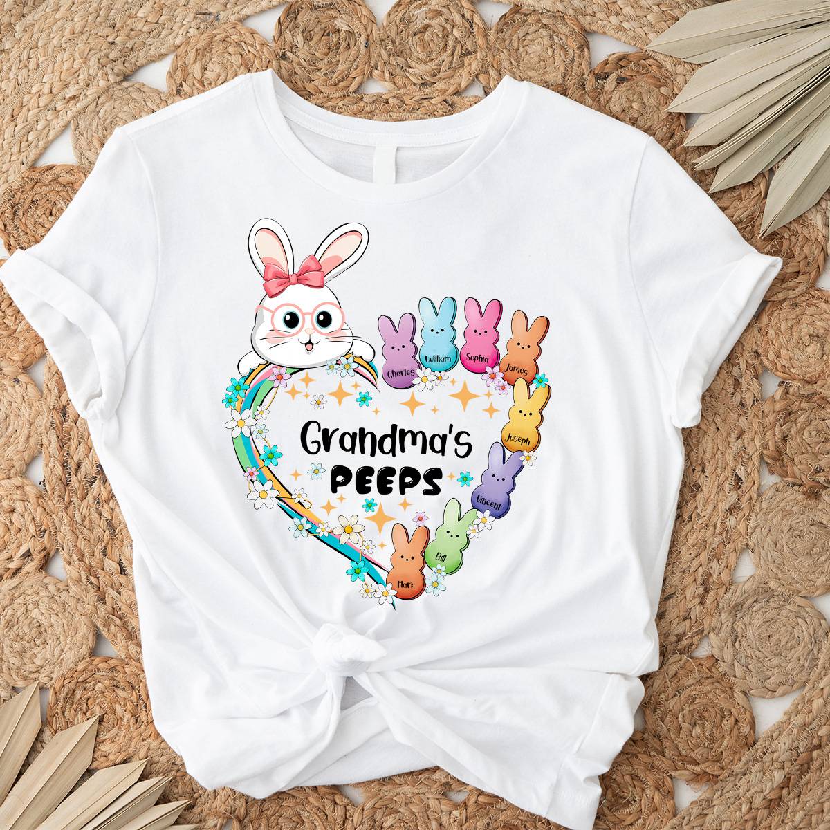 Personalized Grandma's heart Pure cotton T-shirt