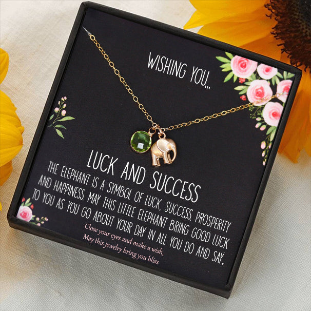 Custom Elephant & Birthstones Necklace