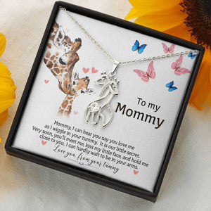 To My Mommy-I Love Your From Your Tummy Giraffe Necklace