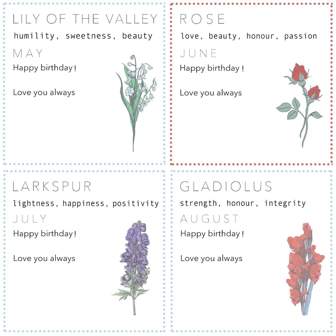 12 Month Delicate Birth Flower Necklace