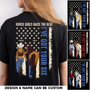 Personalized Horse Girls Back The Blue I've Got Your Six T-shirt