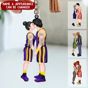 Personalized Acrylic Custom ShapeOrnament-Couple Gift-Basketball Couple Keychain