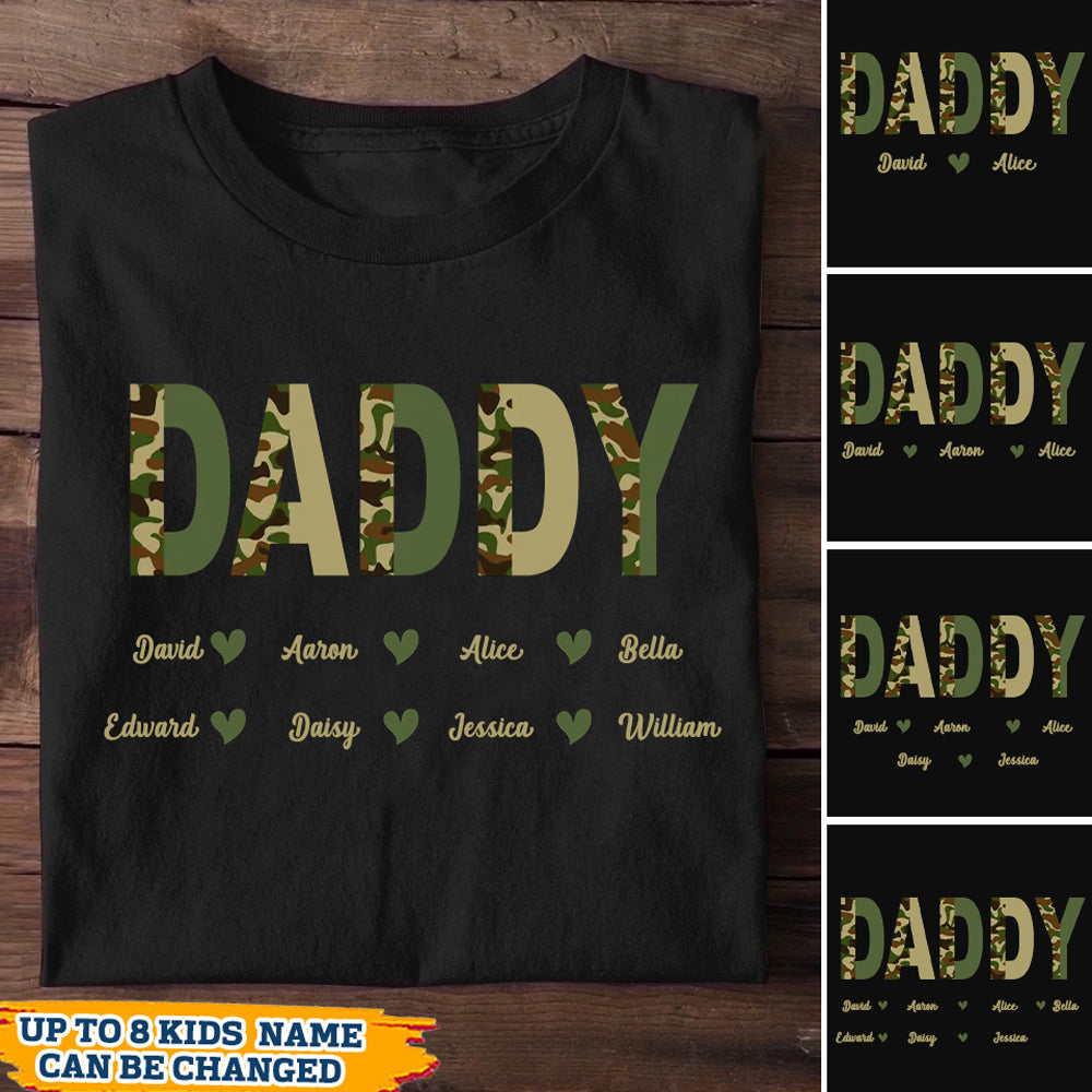 Personalized Daddy Texture Veteran Camo T Shirt