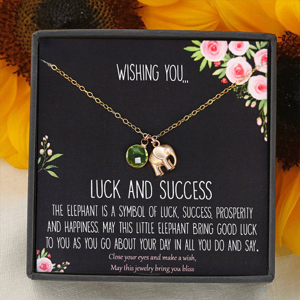 Custom Elephant & Birthstones Necklace