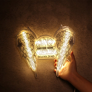 Customized Angel Wings Name Date LED Light