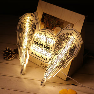 Customized Angel Wings Name Date LED Light