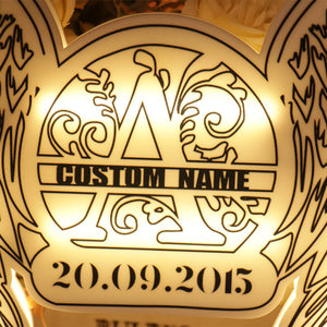 Customized Angel Wings Name Date LED Light