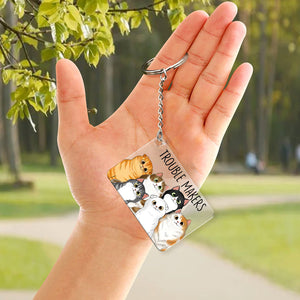 Cute Peeking Fluffy Cat Personalized Acrylic Keychain - Gift For Cat Lover