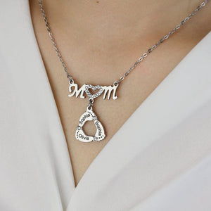 Mother's Day Gift Personalized Diamond Mom Necklace With Crystal Baby Feet