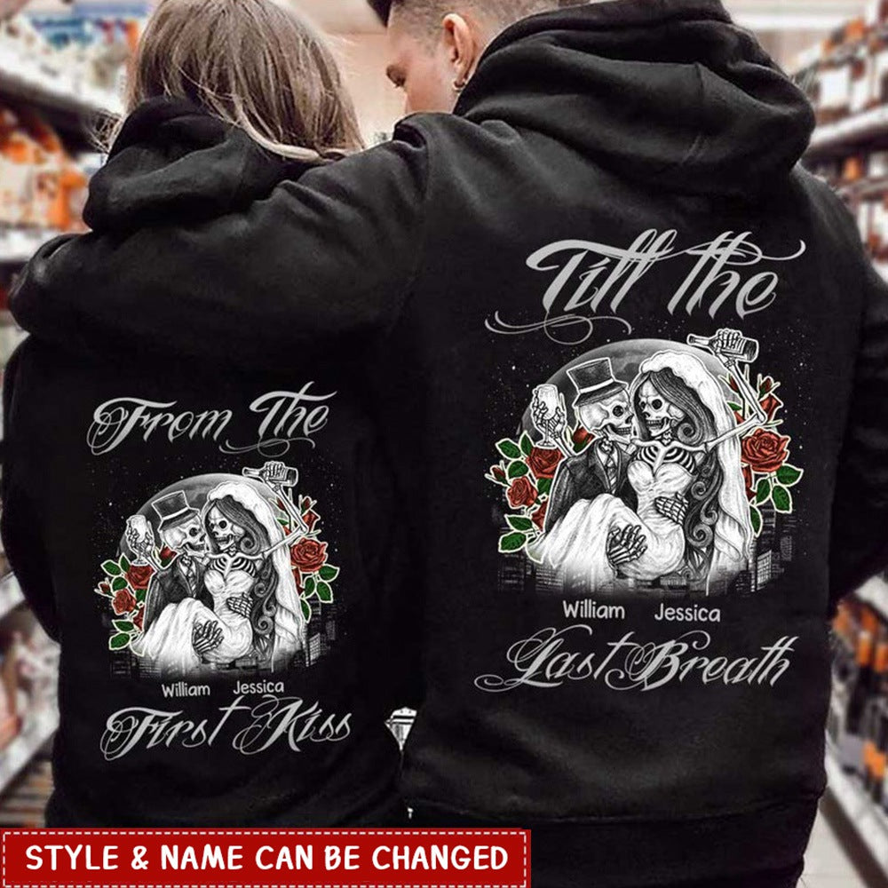 Skull Couple From The First Kiss Till The Last Breath Personalized Hoodie
