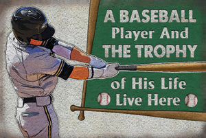 Personalized Baseball Canvas Poster-A Baseball Player And THE TROPHY Of His Life Live Here