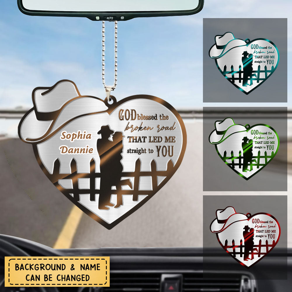 Couple Cowboy And Cowgirl God Blessed Personalized Ornament