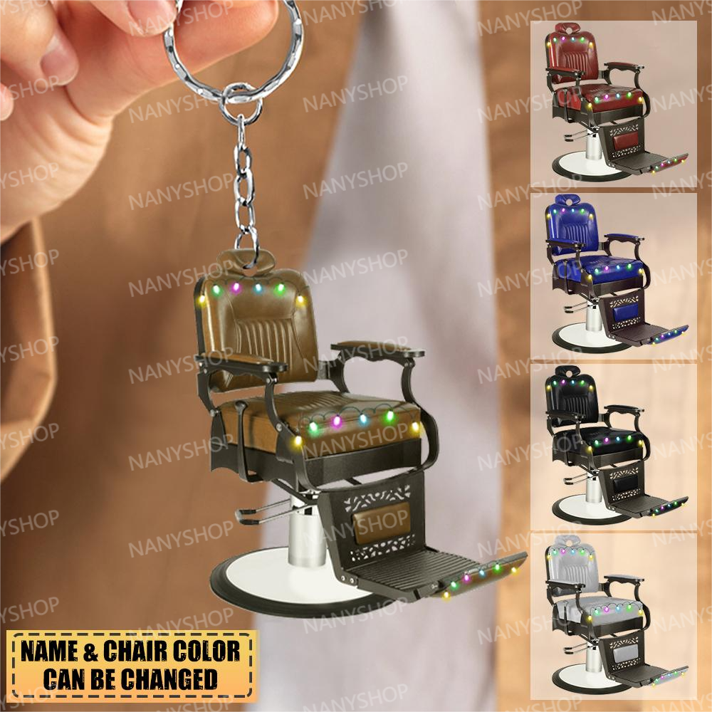 Barber Chair Personalized Keychain - Gift For Barber
