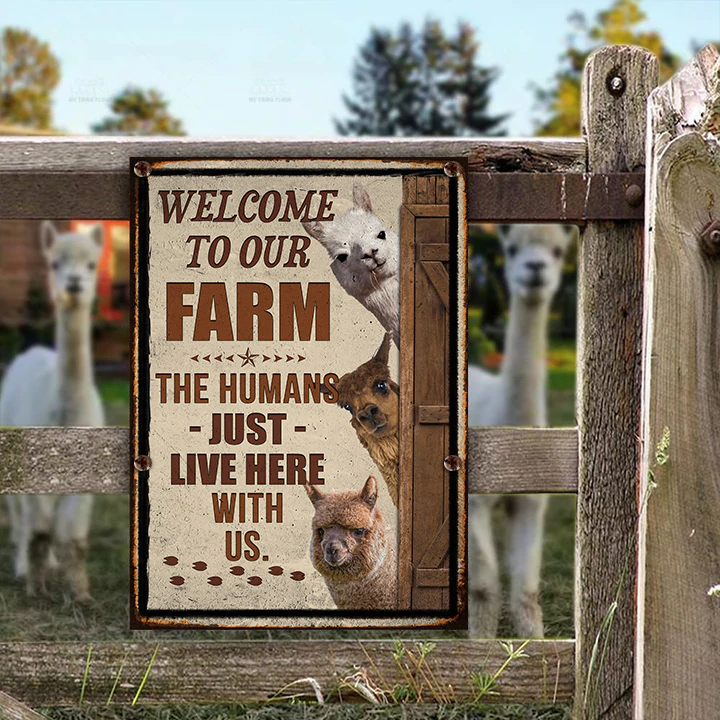 ALPACA LOVERS WELCOME TO OUR FARM METAL SIGN