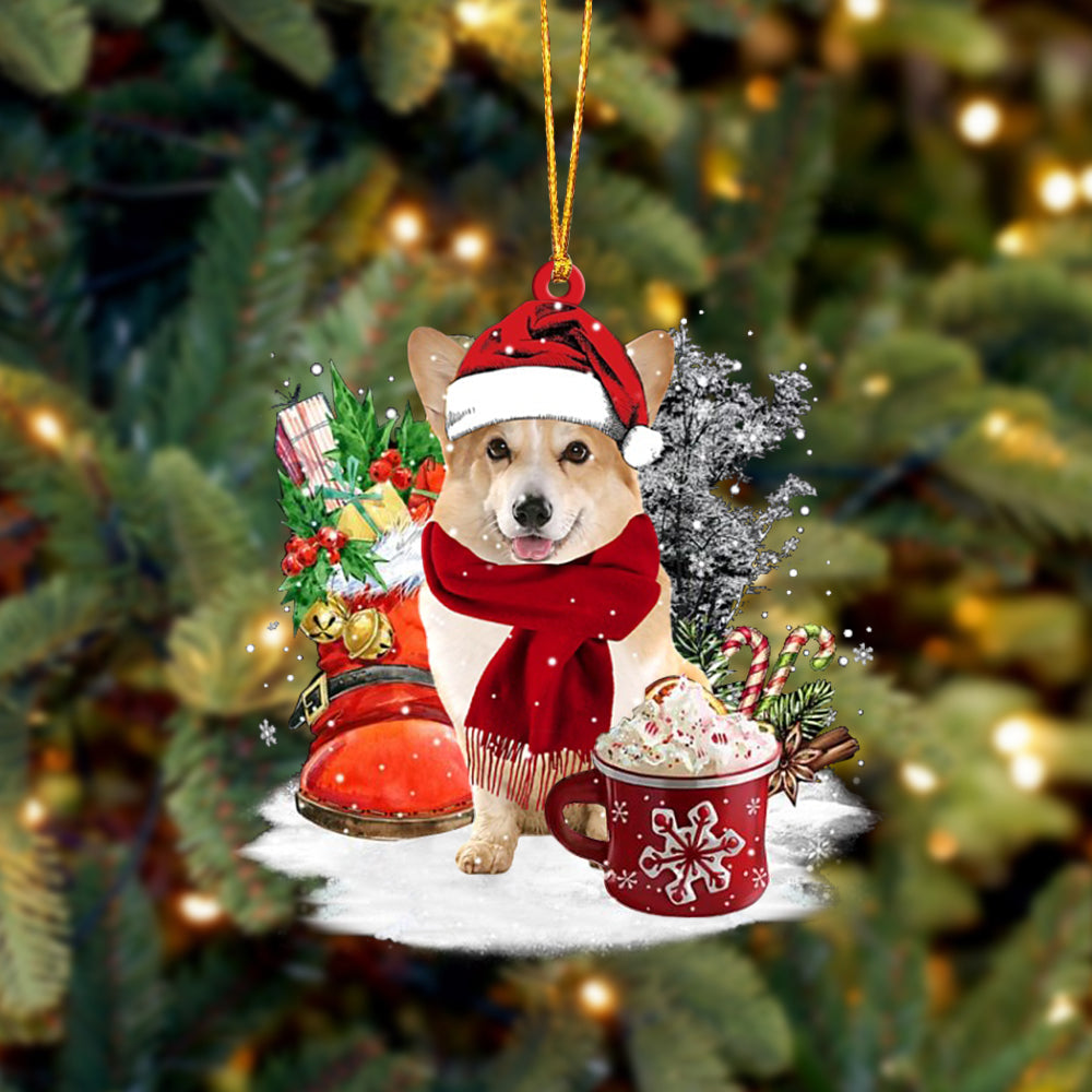 Corgi-Winter Cup-Two Sided Ornament