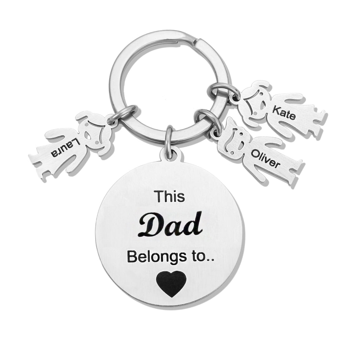 Customized Family Keychain Engraved with Kids and Pets Charms