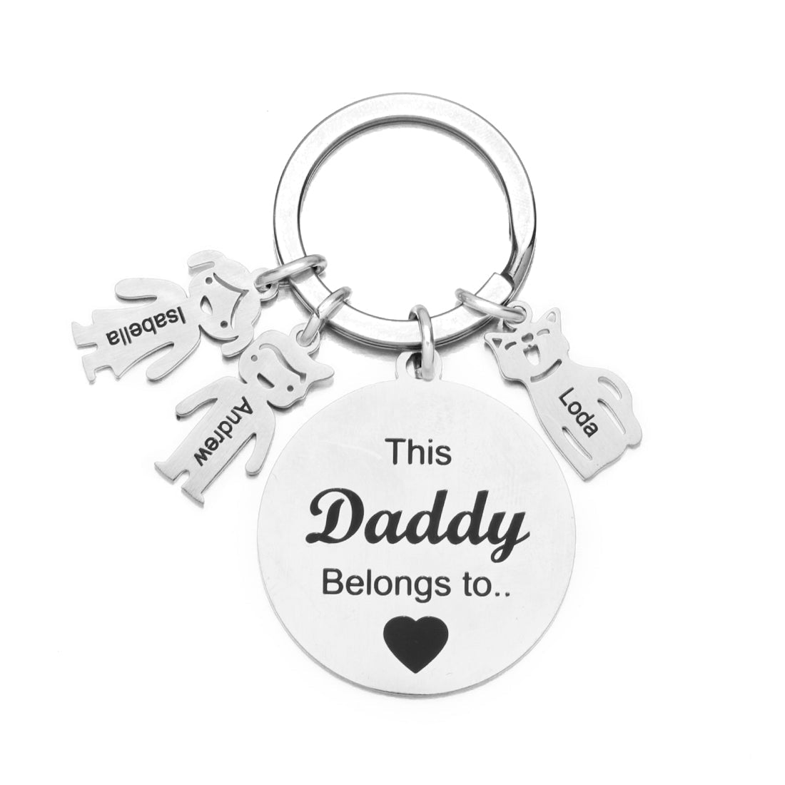 Customized Family Keychain Engraved with Kids and Pets Charms