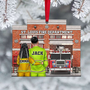 Firefighter Couple Fire Department Personalized Christmas-Two Sided Ornament