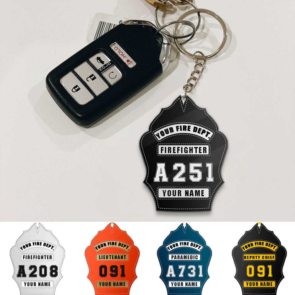 Firefighter Helmet Shield Customizable Keychain